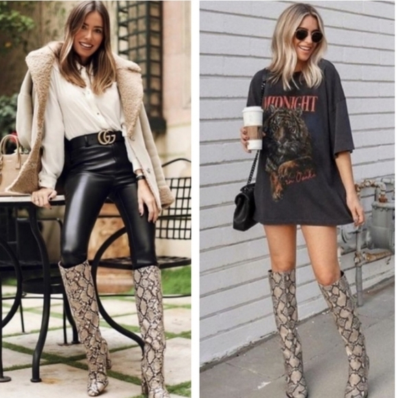 Sexy Chic Snake Embossed Vince Camuto Leather Boots - Picture 12 of 12